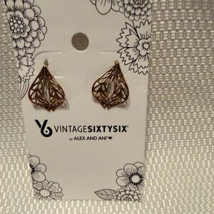 Vintage Sixty Six Alex and Ani Leaf Earrings